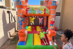 Kids on the Fantasia bounce house